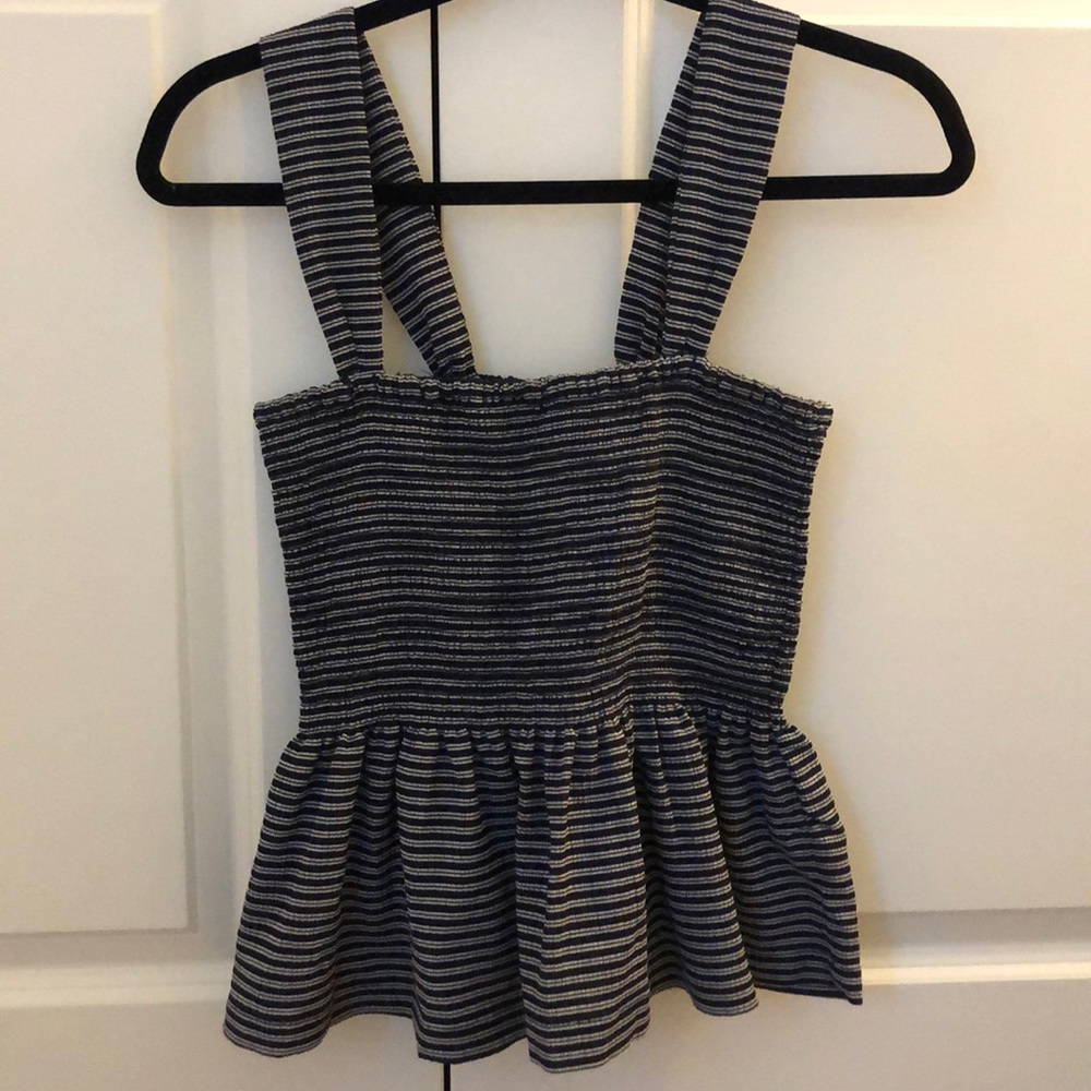 Madewell Peplum Blue/White Striped Top